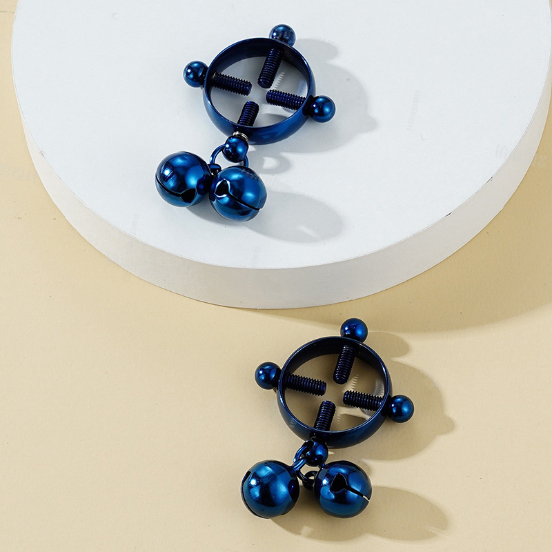 Bells No-piercing Nipple Ring Adjustable Lingerie Accessories - Blue - 2 pack (one pair) - image 3