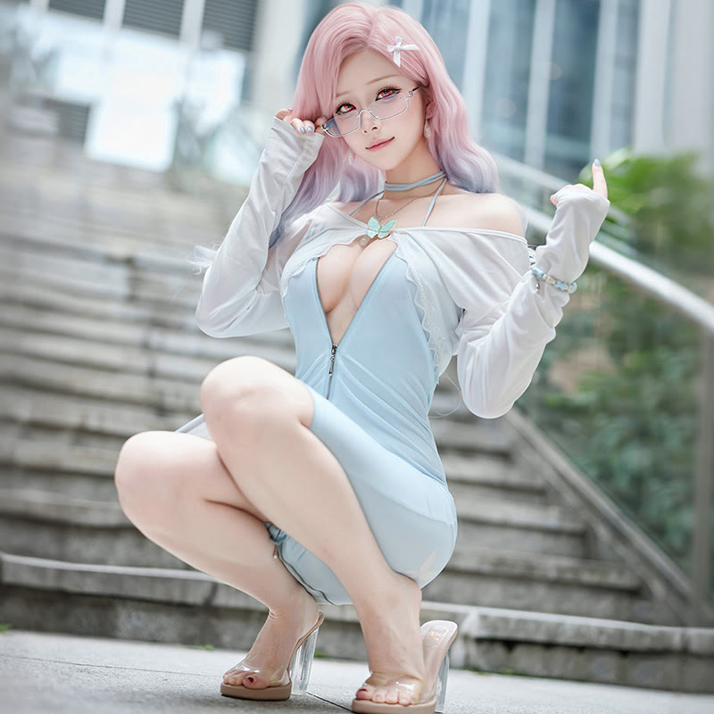 Butterfly See-through Zip-Up Lingerie Dress - image 5