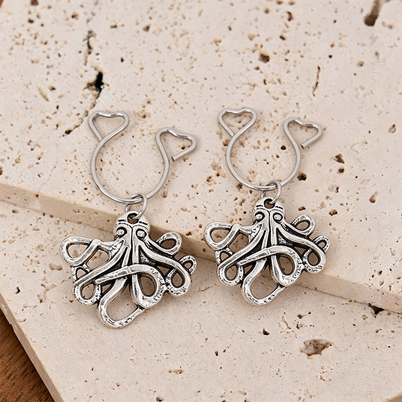 Octopus Charm Adjustable Non-Piercing Nipple Rings - Silver - 2 pack (one pair) - image 3