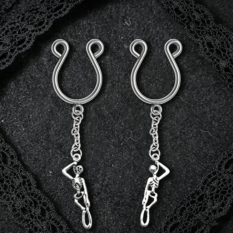 Skeleton Chain Adjustable Nipple Clamp SM Accessories - Silver - 2 pack (one pair) - image 1