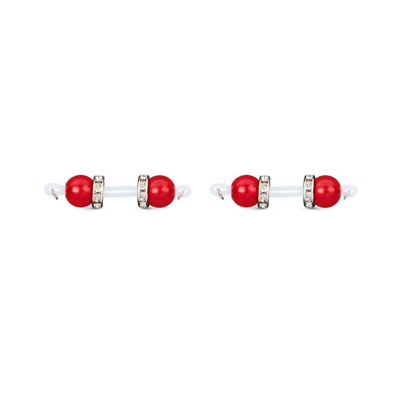 Beaded Rhinestone Silicone Adjustable Non-Piercing Nipple Rings - Red - 2 (a pair) - image 4