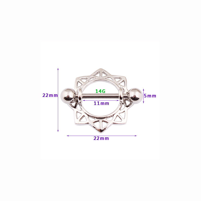 14G Gem Geometric Barbell Nipple Rings - image 3