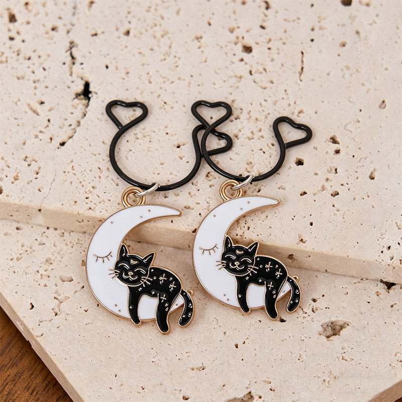 Cat Moon Charm Nipple Clamp Adjustable Lingerie Accessories - Black - 2 pack (one pair) - image 2