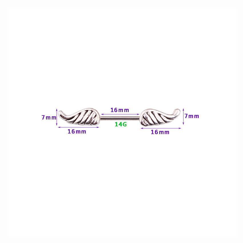 14G Angel Wing Barbell Nipple Rings - image 3
