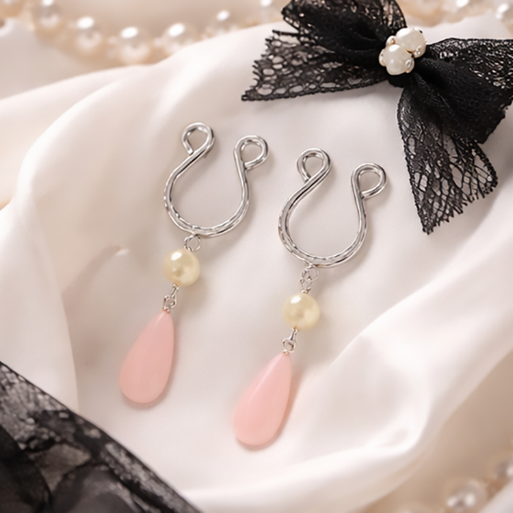 Pink Teardrop Bead Adjustable Nipple Clamp SM Accessories - image 1
