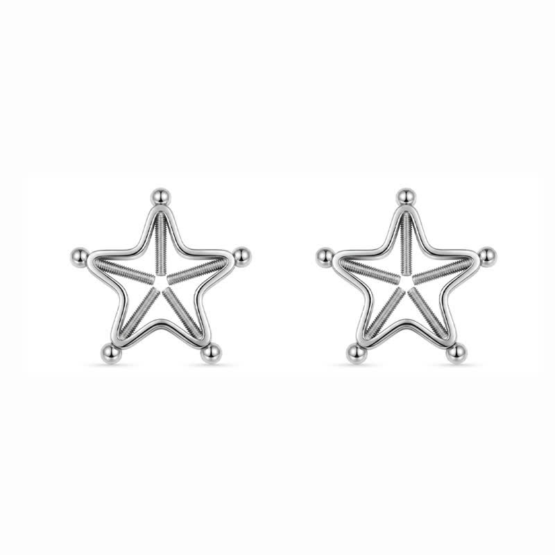Star Adjustable Non-Piercing Nipple Rings - Silver - One pair (2 pieces) - image 3