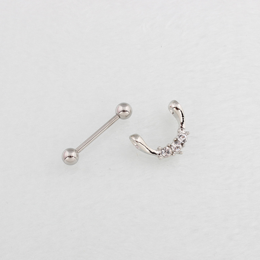 14G Crystal U-Bend Barbell Nipple Rings - image 4