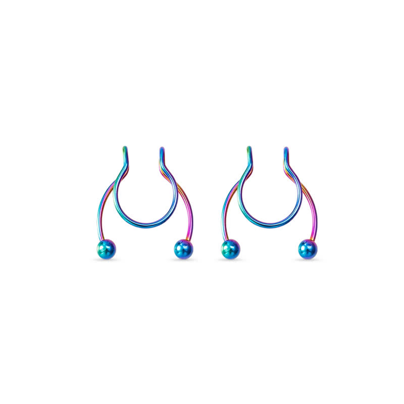 U Shape Non-Piercing Nose Ring - Colorful - image 11
