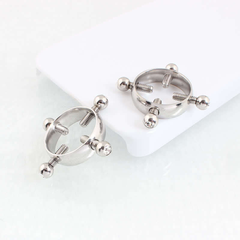 White Gem Adjustable Non-Piercing Nipple Rings - image 3