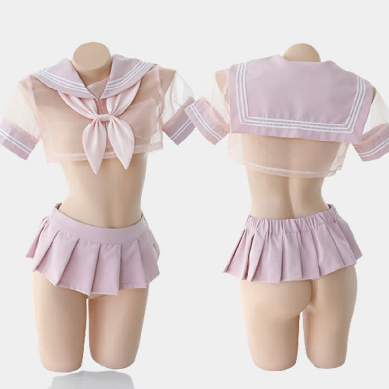 Sailor Collar Bow Knot Uniform Lingerie Set - image 1