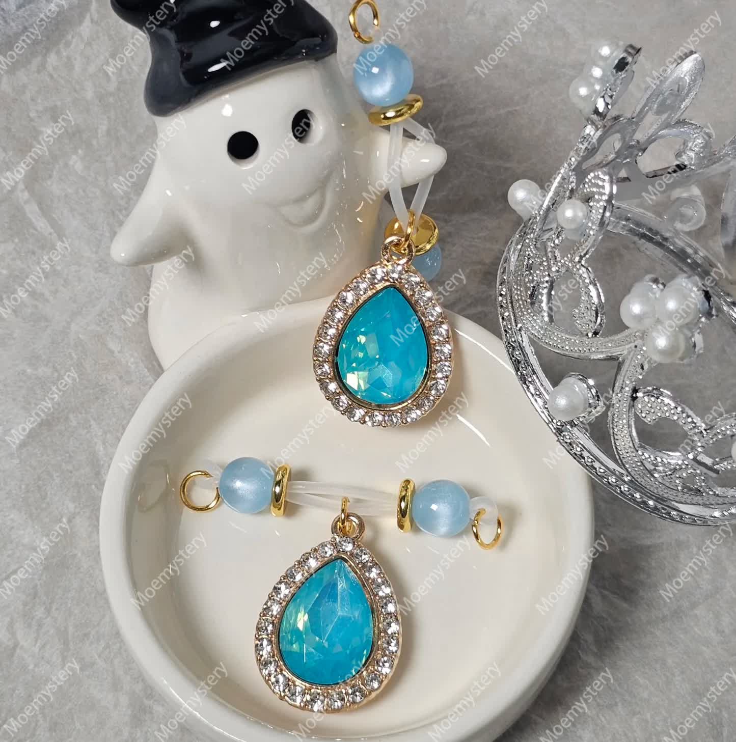 Blue Rhinestone Nipple Clamp Adjustable Lingerie Accessories - image 5