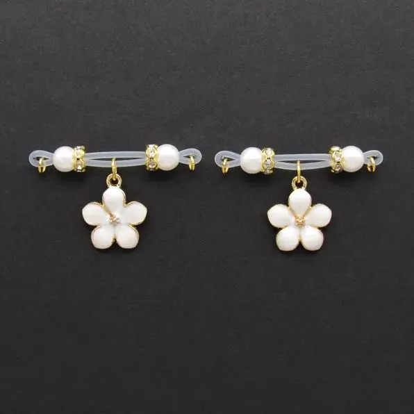 Beaded Adjustable Nipple Clamp SM Accessories - White Cherry Blossom Pendant - 2 (a pair) - image 11