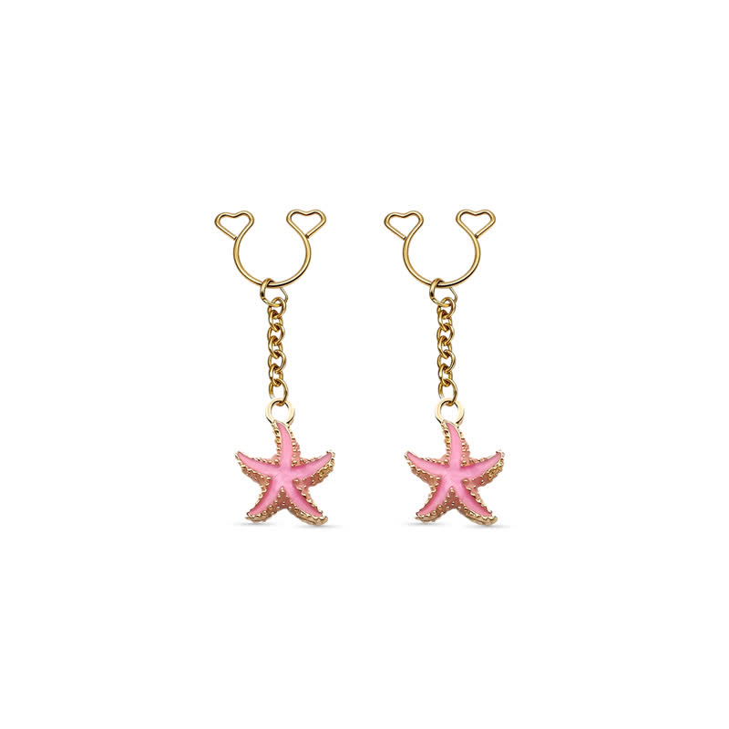 Starfish Chain Adjustable Non-Piercing Nipple Rings - Pink - 2 pack (one pair) - image 10