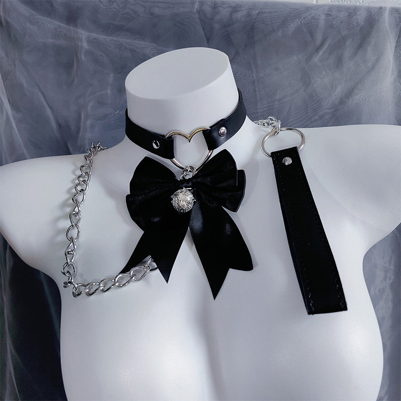 Bow Bell Choker Chain Nipple Clamps Adjustable Lingerie Accessories - Choker+Chain - image 4