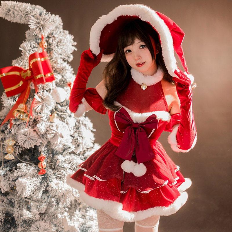 Bowknot Lace Up Backless Velvet Lingerie Set - image 4