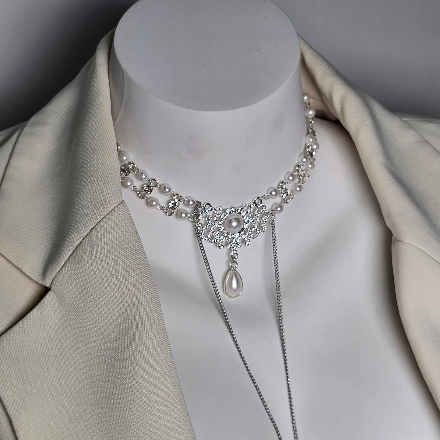 Pearl Choker Body Chain Nipple Clamp Adjustable SM Accessories - image 3