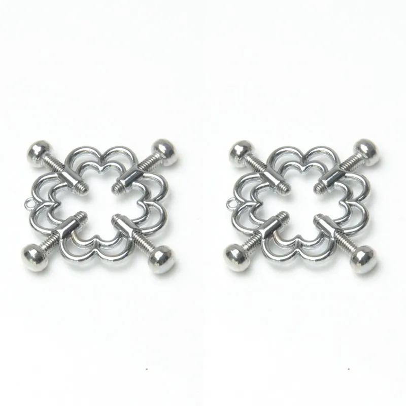 Metal Spring Adjustable Nipple Clamp SM Accessories - Silver - Flower Nipple Clamps - image 4