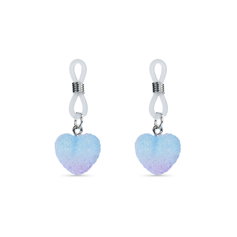Blue Gradient Heart Non-Piercing Nipple Rings - Blue - image 2
