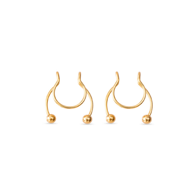 U Shape Non-Piercing Nose Ring - Gold - image 7