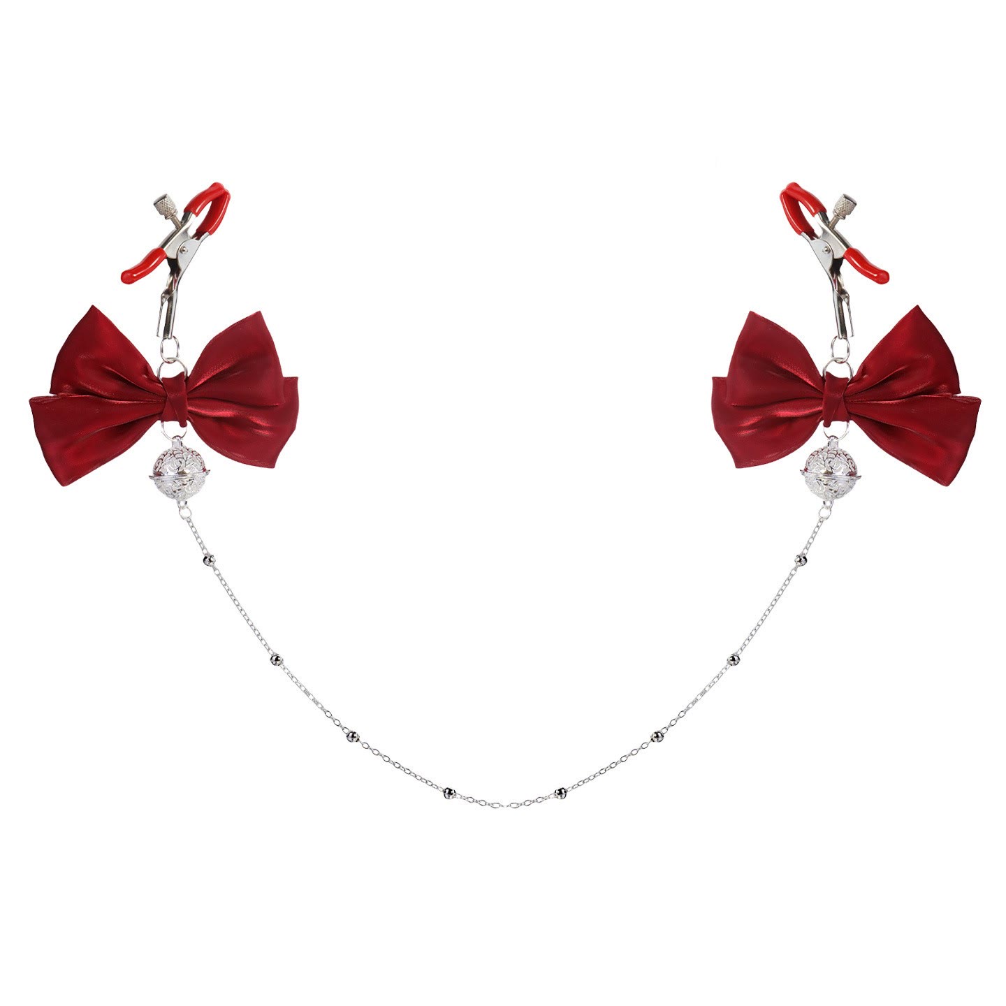 Bow Bell Holographic Adjustable Nipple Rings - Red - image 3