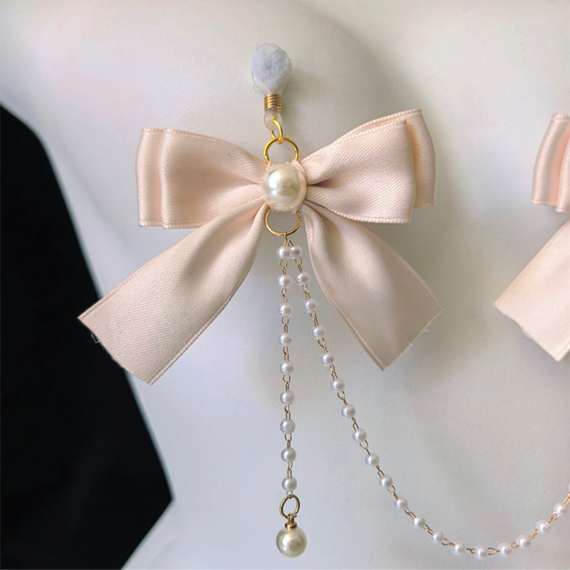 Pearl Bow Nipple Rings Adjustable Lingerie Accessories - image 4
