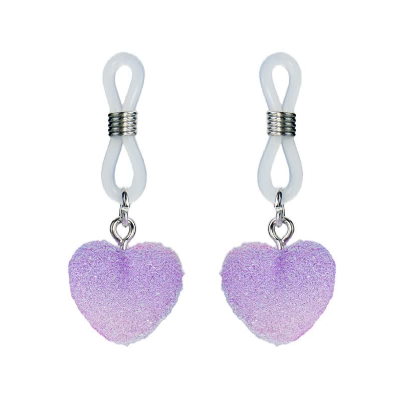 Pink Gradient Heart Non-Piercing Nipple Rings - Violet - image 4