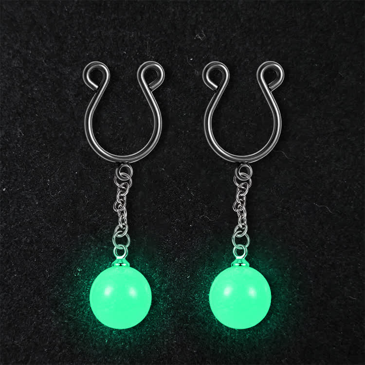 Glow Ball Chain Adjustable Non-Piercing Nipple Rings - Yellow Green - 2 pack (one pair) - image 4