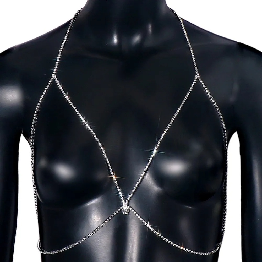 Rhinestone Chest Chain Body Jewelry - image 5