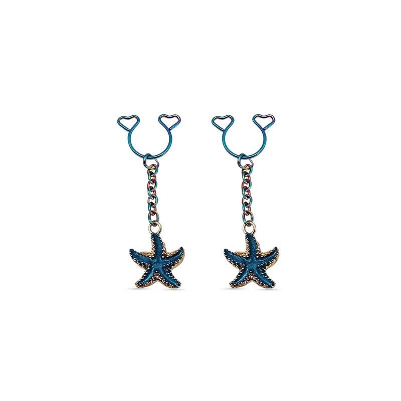 Starfish Chain Adjustable Non-Piercing Nipple Rings - Blue - 2 pack (one pair) - image 9