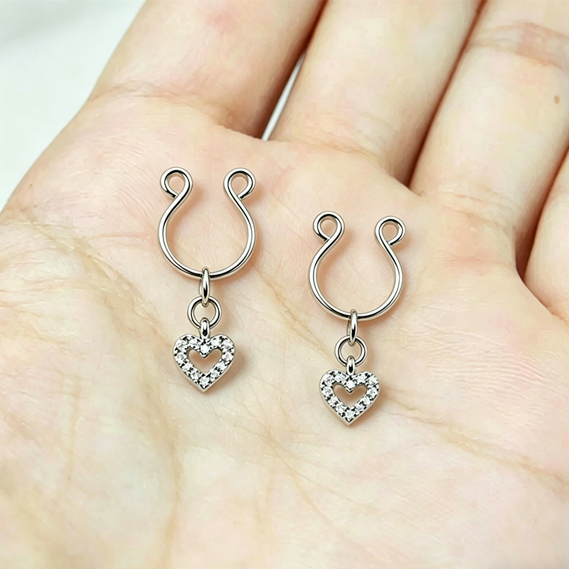 Heart Diamond Adjustable Non-Piercing Nipple Rings - image 5