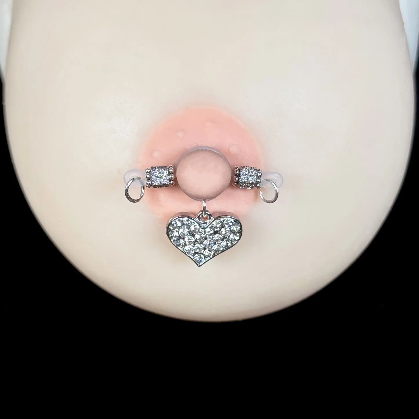 Rhinestone Heart Adjustable Non-Piercing Nipple Rings with Body Chain - image 2