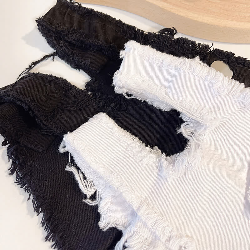 Sexy Zipper Hollow Out Denim Shorts Lingerie - image 16