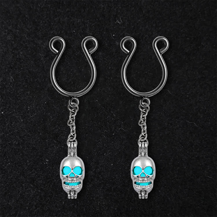Skull Glow Adjustable Non-Piercing Nipple Rings - Sky Blue - 2 pack (one pair) - image 8