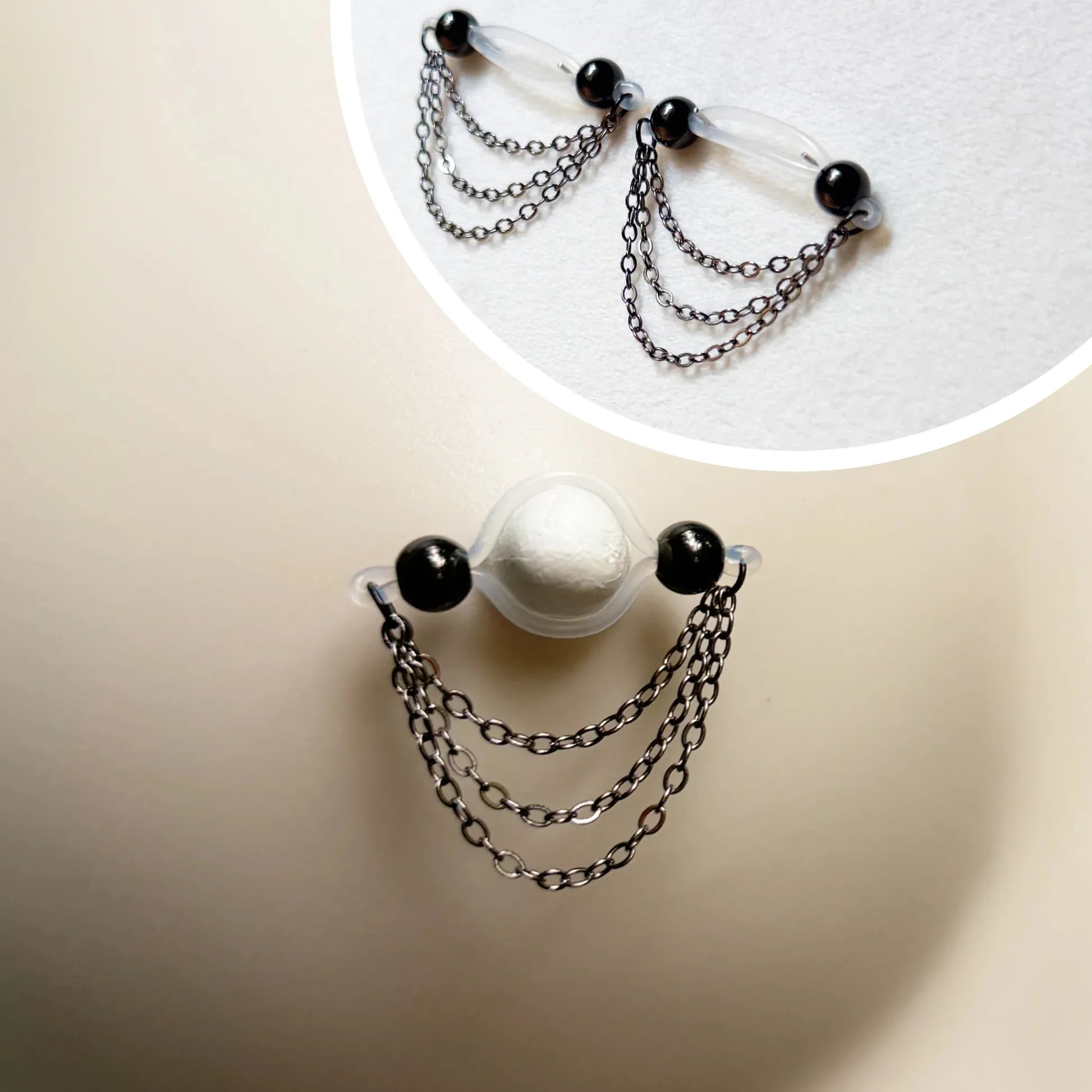 Black Beaded Adjustable Non-Piercing Nipple Rings - image 5