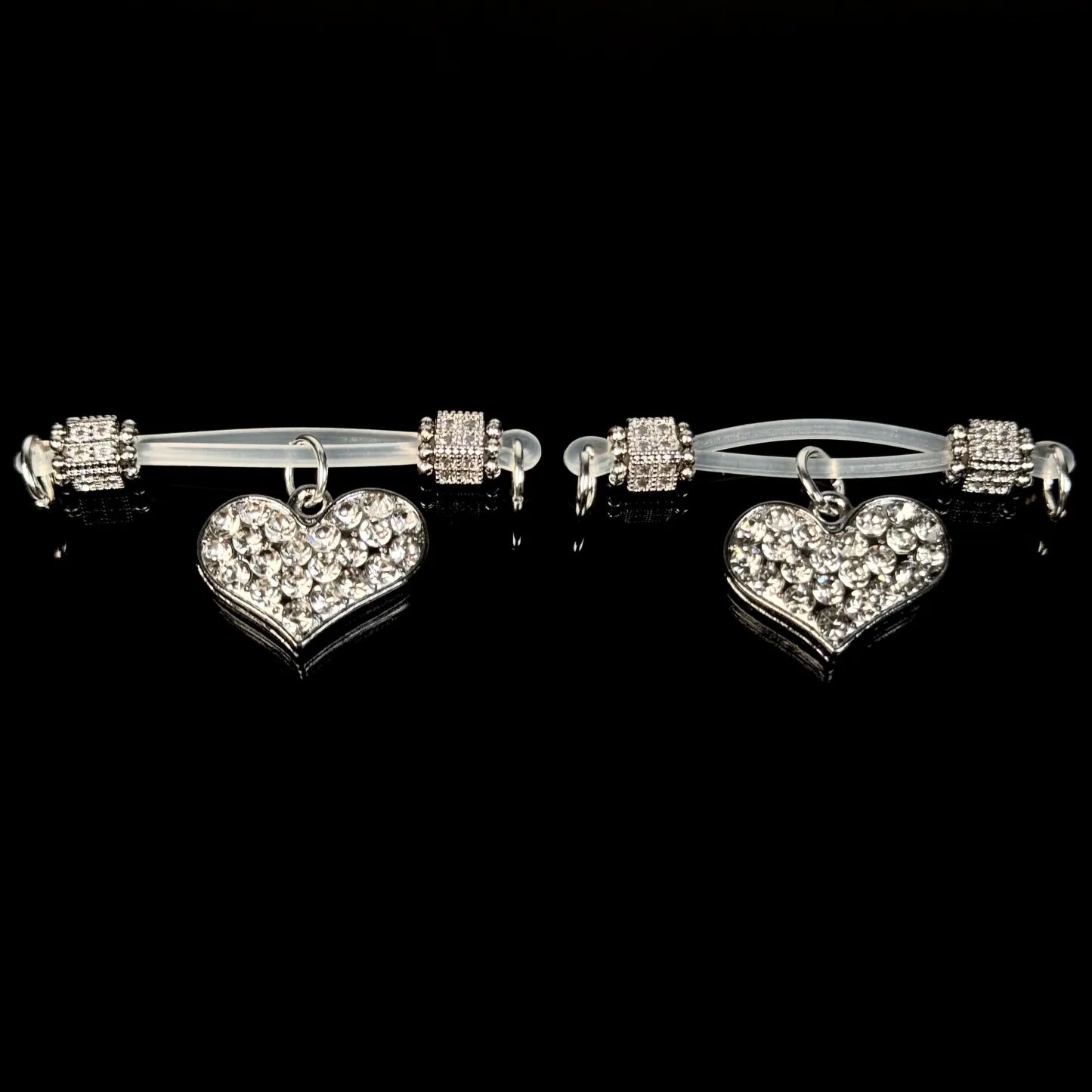 Rhinestone Heart Adjustable Non-Piercing Nipple Rings with Body Chain - image 6