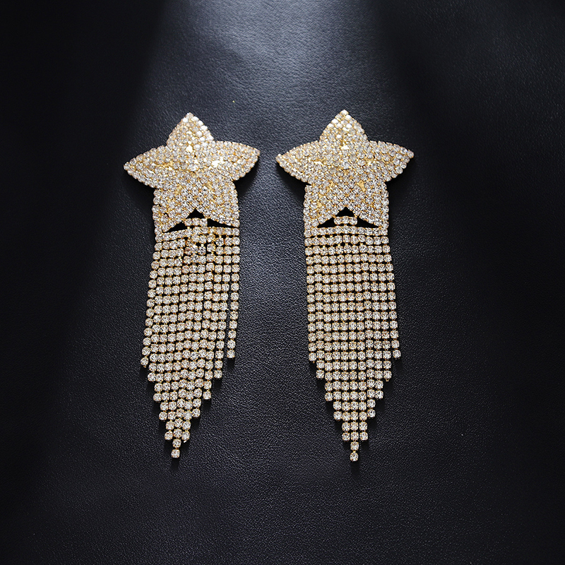 Rhinestone Five-pointed Star Nipple Sticker - Gold - One pair (2 pieces) - image 2