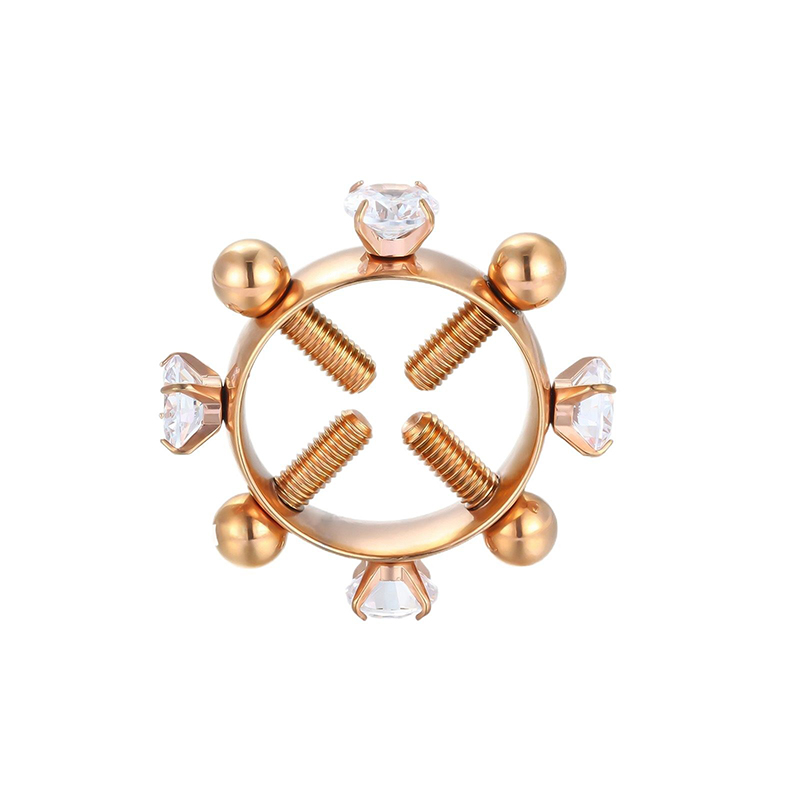 No Need For Piercing Zircon Nipple Ring - Rose Gold - image 6