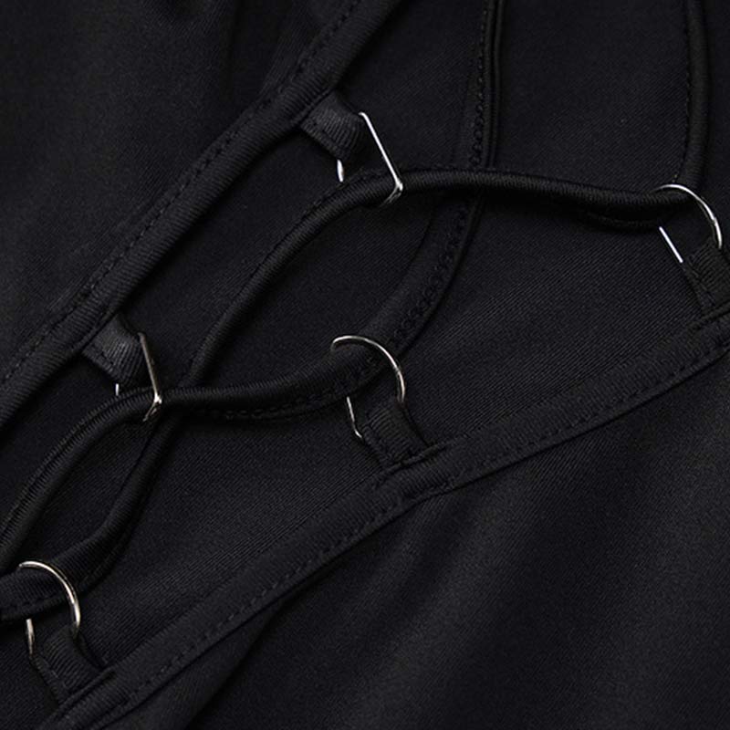 Hollow Out Lace Up Side Split Dress - image 13