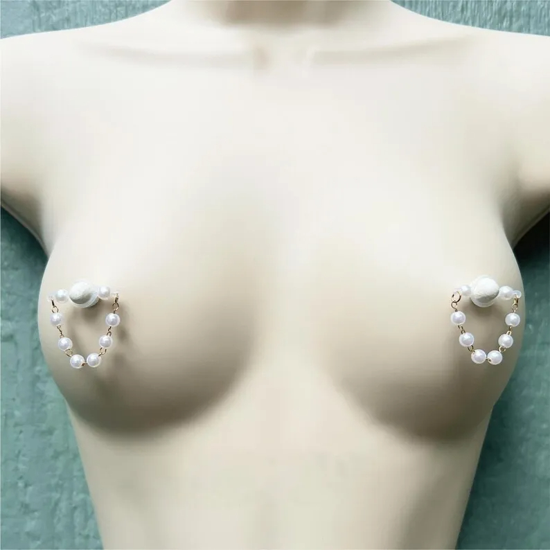 Pearl Adjustable Silicone Loop Nipple Rings - image 5