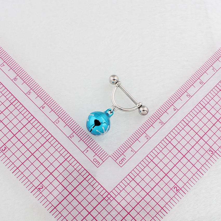 14G Aqua Jingle Bell Dangle Barbell Nipple Rings - image 5