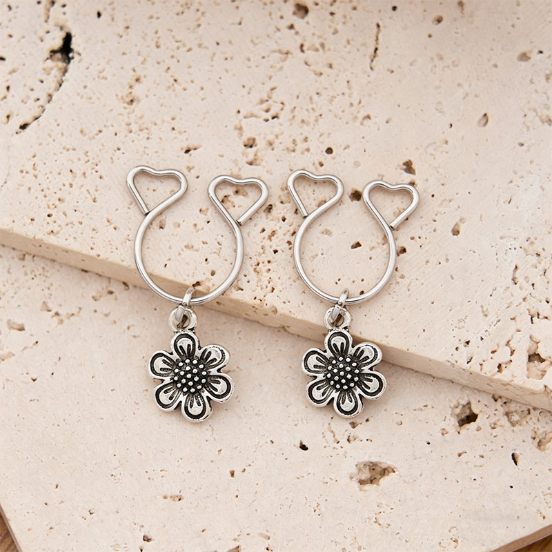 Flower Charm Nipple Clamp Adjustable Lingerie Accessories - Silver - 2 pack (one pair) - image 2