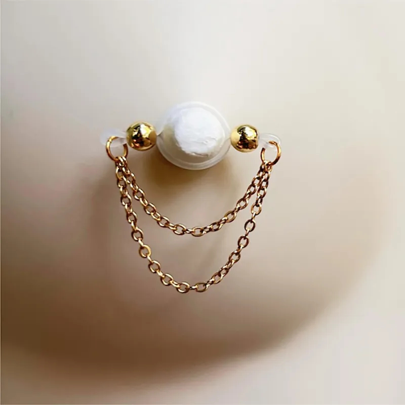 Double Chain Adjustable Non-Piercing Nipple Rings - image 3