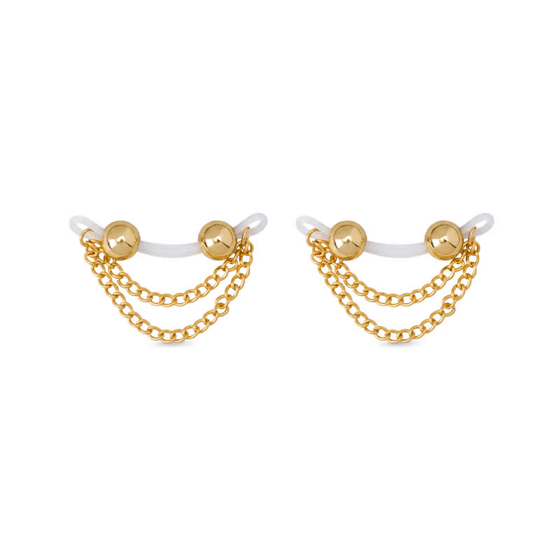 Double Chain Adjustable Non-Piercing Nipple Rings - Gold - 2 ( a pair) - image 11