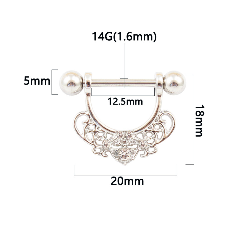 14G Steel Heart Barbell Nipple Rings - image 5