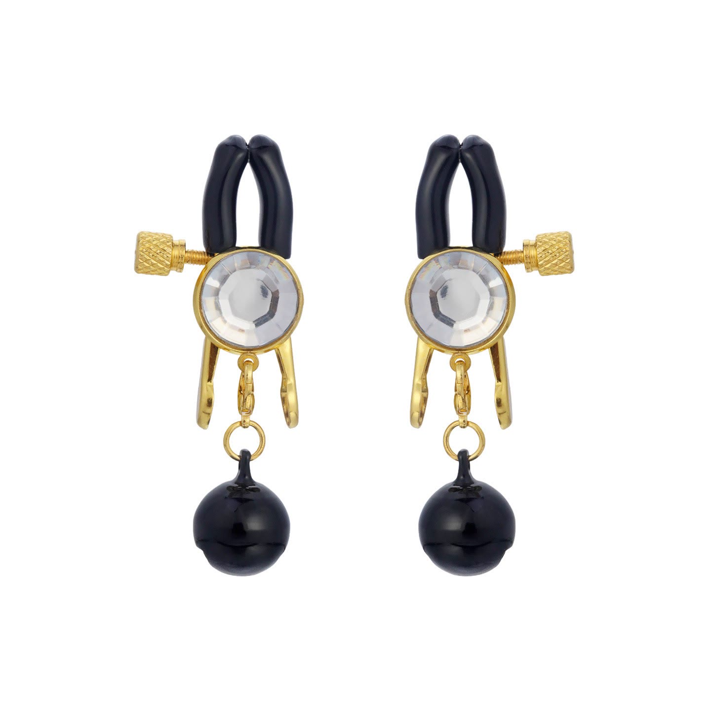 Red Gem & Bell Adjustable Nipple Rings - BlackBell - image 3