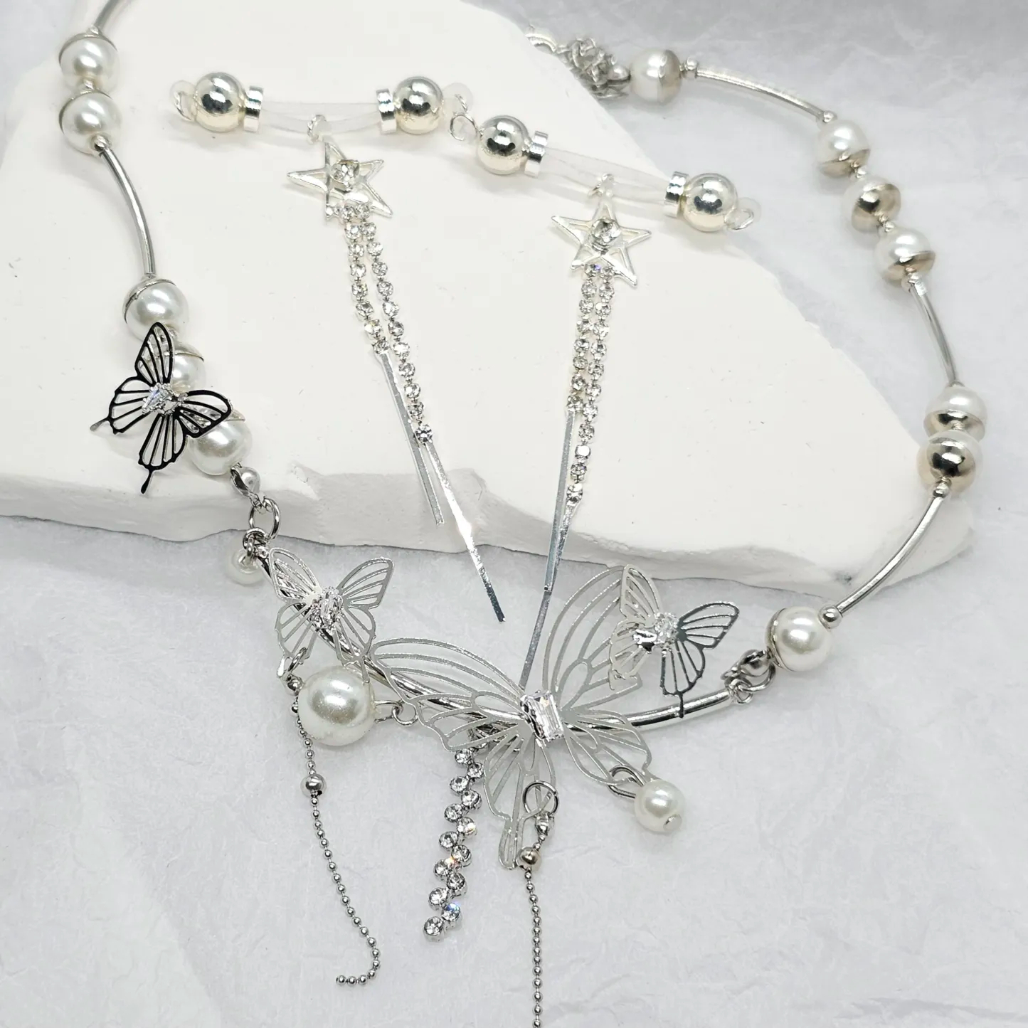 Pearl Butterfly Necklace Nipple Clamp Adjustable Lingerie Accessories - image 6