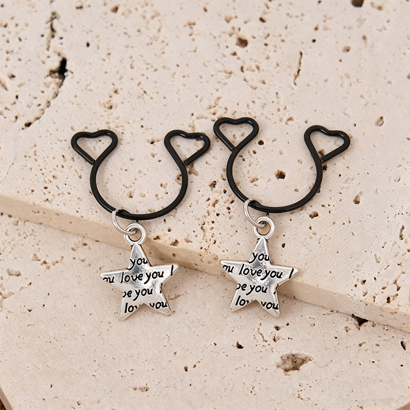 Love You Star Charm Nipple Clamp Adjustable Lingerie Accessories - Silver - 2 pack (one pair) - image 2