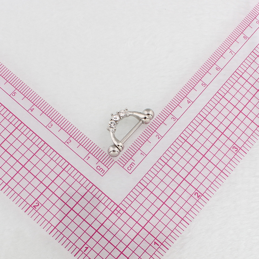 14G Crystal U-Bend Barbell Nipple Rings - image 5