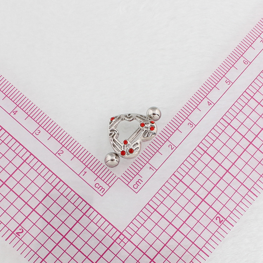14G Crystal Heart Barbell Nipple Rings - image 5