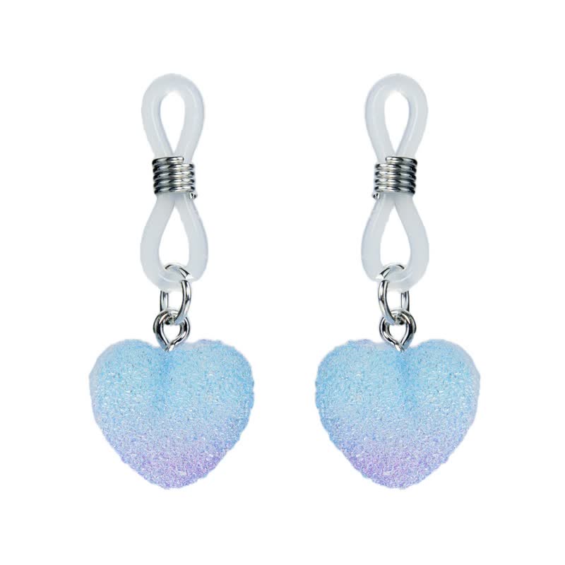 Pink Gradient Heart Non-Piercing Nipple Rings - Blue - image 5